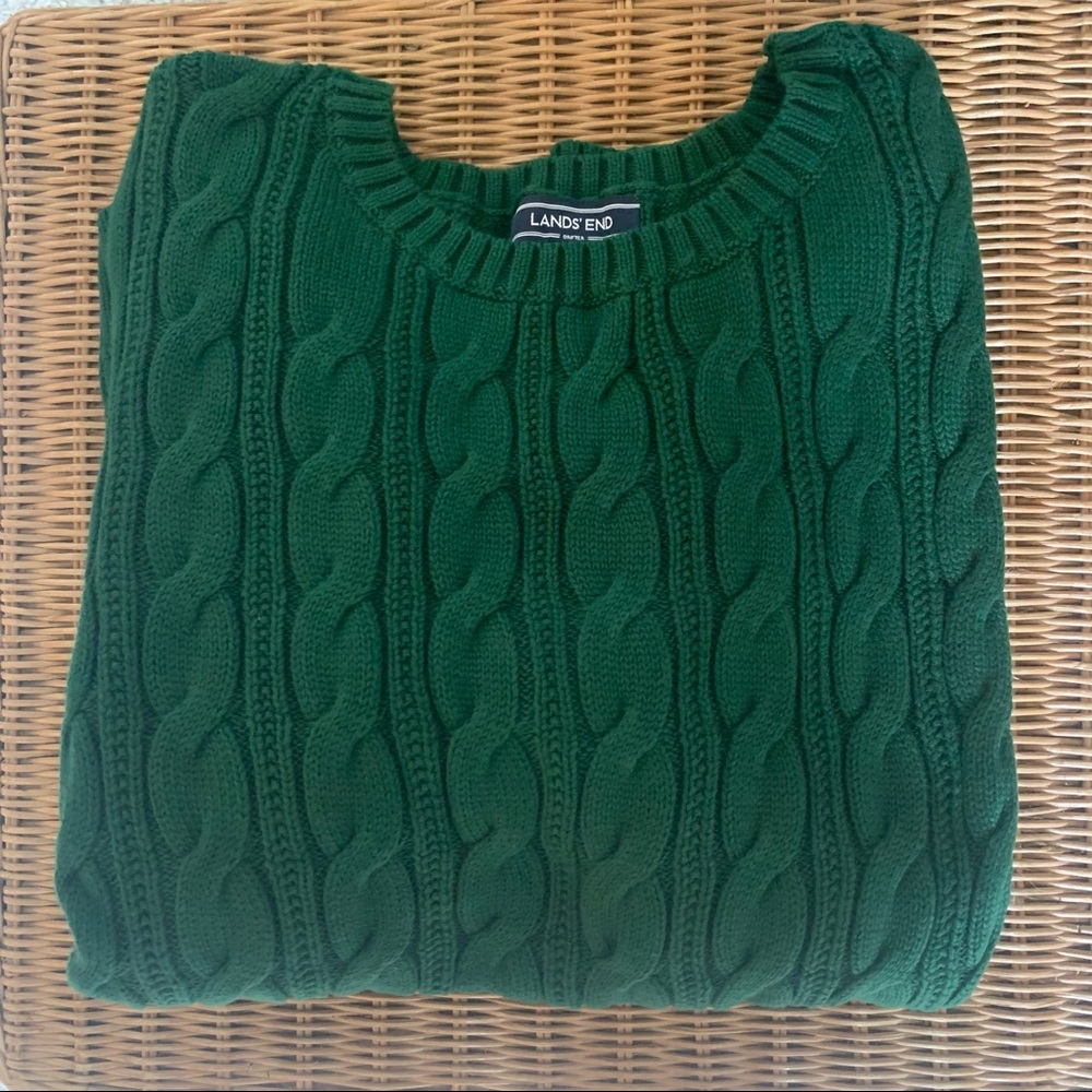 Lands end women’s green cable knit sweater NWT size 2X